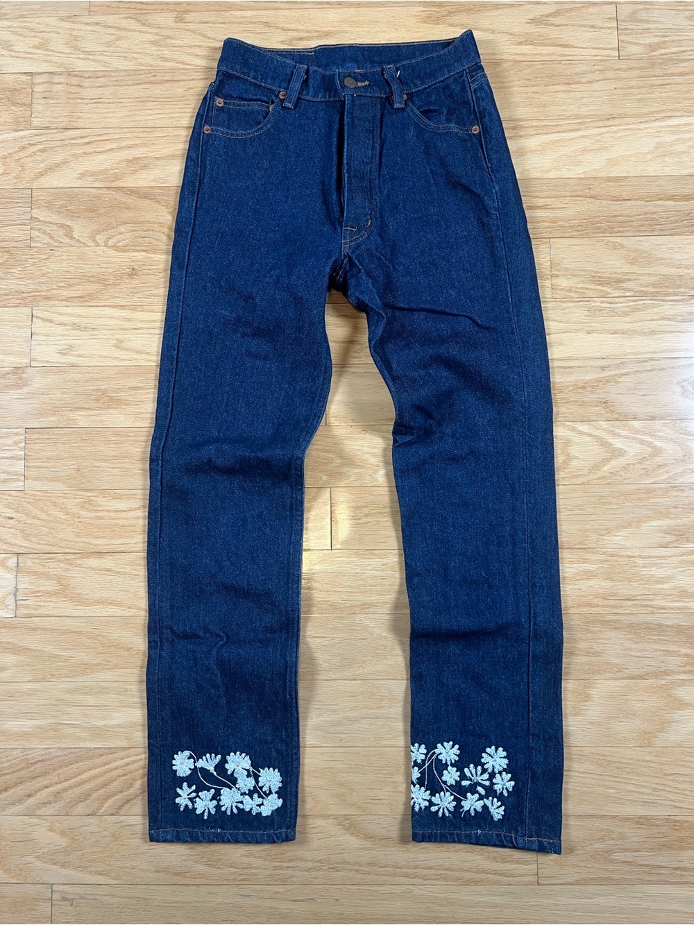Bliss and Mischief Chamomile Embroidered Straight Leg Jeans
